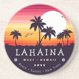Lahaina Maui Hawaii Retro Sunset Souvenirs 60s Coaster