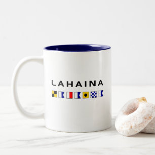 Lahaina Maui Nautical Maritime Signal Flags Two-Tone Coffee Mug