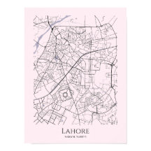 Lahore Map Poster (Pink, Matte)