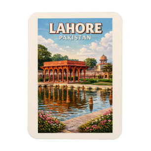 Lahore Pakistan Gardens Illustration Travel Art Magnet