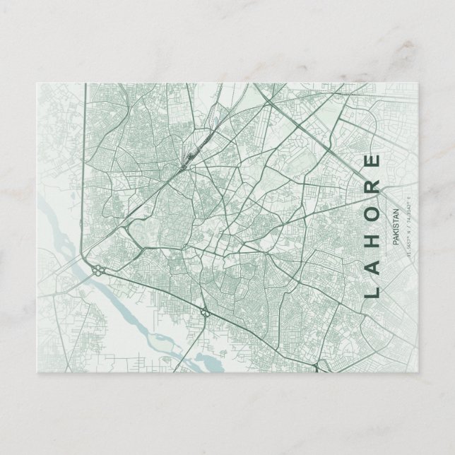 Lahore Pakistan Map Minimal Postcard (Front)