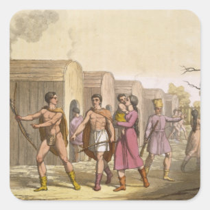 Lahoutan Indians, Canada (colour engraving) Square Sticker