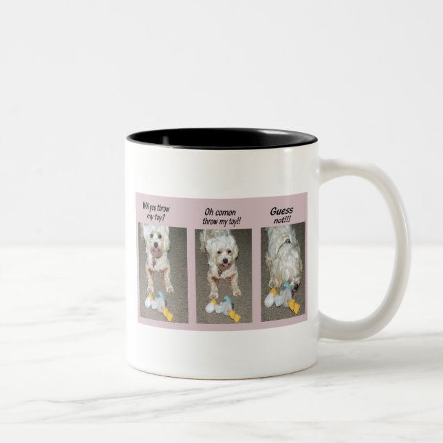 Lahso Apso Mug, Throw my Toy Two-Tone Coffee Mug (Right)