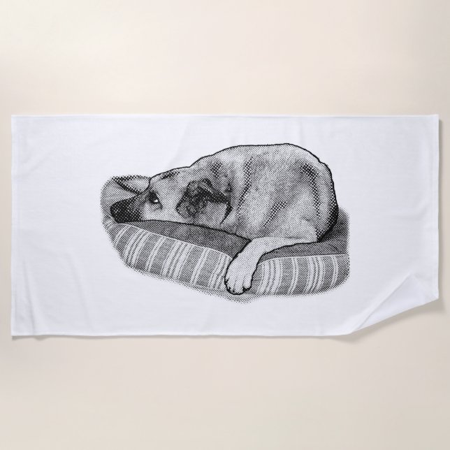 Laid-Back Days, Pup Beach Art Towel (Front)