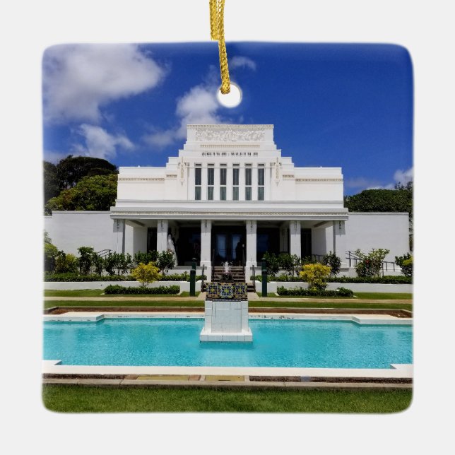 Laie Hawaii Temple Ceramic Ornament (Front)