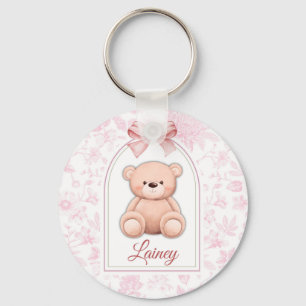 Lainey   Custom Pink Teddy Bear Nursery Design  Key Ring
