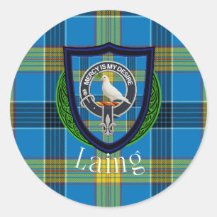 Laing Scottish Clan Tartan & Crest Classic Round Sticker