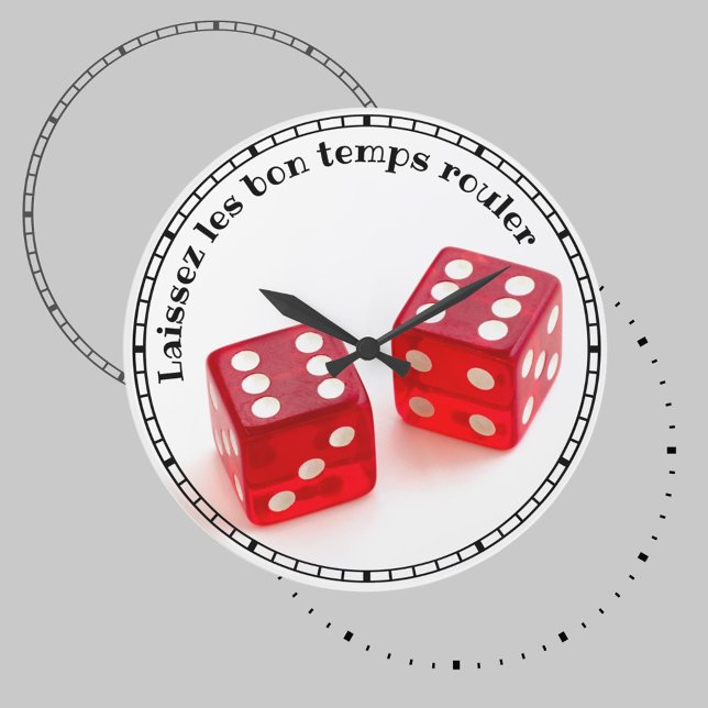 Laissez les Bon Temps Rouler Dice Large Clock (Creator Uploaded)
