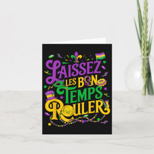 Laissez Les Bon Temps Rouler Mardi Gras Beads Fleu Card
