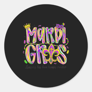 Laissez Les Bon Temps Rouler Mardi Gras Beads Fleu Classic Round Sticker