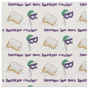Laissez Les Bon Temps Rouler Mardi Gras Beignet Fabric