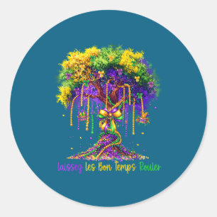 Laissez Les Bon Temps Rouler Mardi Gras Tree 2026  Classic Round Sticker