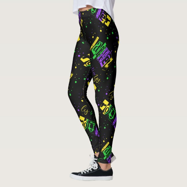 Laissez les bon temps rouler Typography Mardi Gras Leggings (Left)