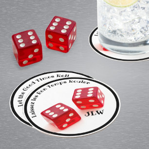 Laissez les Bon Temps Rouler with Initials Round Paper Coaster