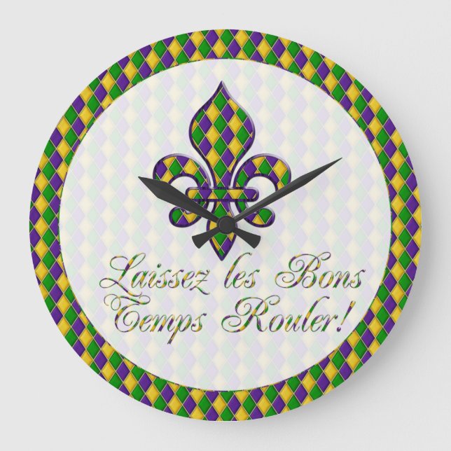 Laissez les Bons Temps Rouler! Mardi Gras Clock d1 (Front)