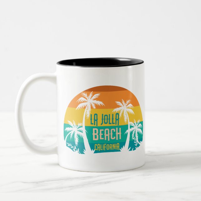 LaJolla Beach Retro Two-Tone Coffee Mug (Left)