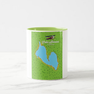 Lake Almanor California USA map Two-Tone Coffee Mug