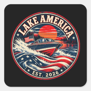 Lake America est 2026 political humour Square Sticker