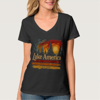 Lake America Vintage Sunset Men Women T-Shirt