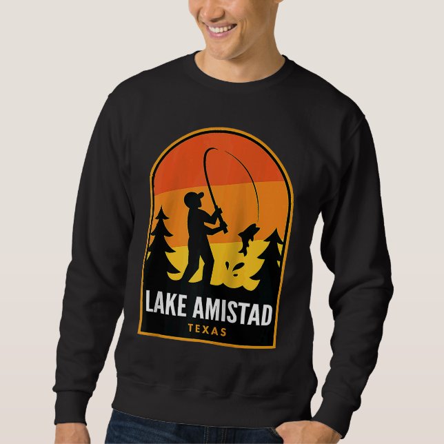 Lake Amistad Texas Fishing Raglan Sweatshirt (Front)
