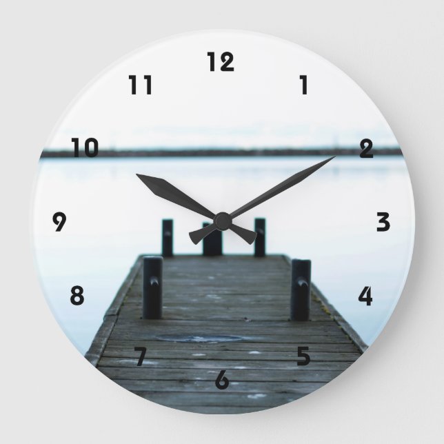 lake and deck. Kingston, Ontario, Canada Large Clock (Front)