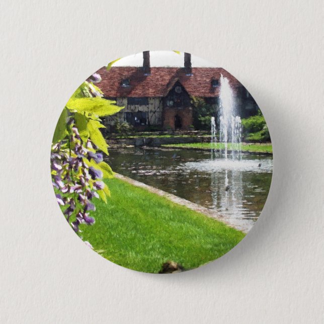Lake and Fountain at RHS Wisley 6 Cm Round Badge (Front)