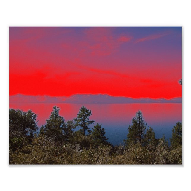 Lake And Red Sky Photo Print (Front)