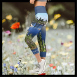 Lake and Wildflowers Personalised Name Capri Leggings<br><div class="desc">These unique, FUN capri length leggings are decorated with our original photo of a lake and wildflowers, with matching blue trim and name in large white script typography. Name is on side of left leg, easily personalised. "fashion fitness and exercise clothing". All Rights Reserved © 2020 Alan & Marcia Socolik....</div>