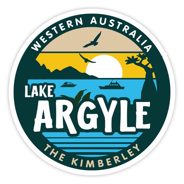Lake Argyle, Western Australia Sticker (Lake Argyle, The Kimberley, Western Australia Retro Round Sticker)