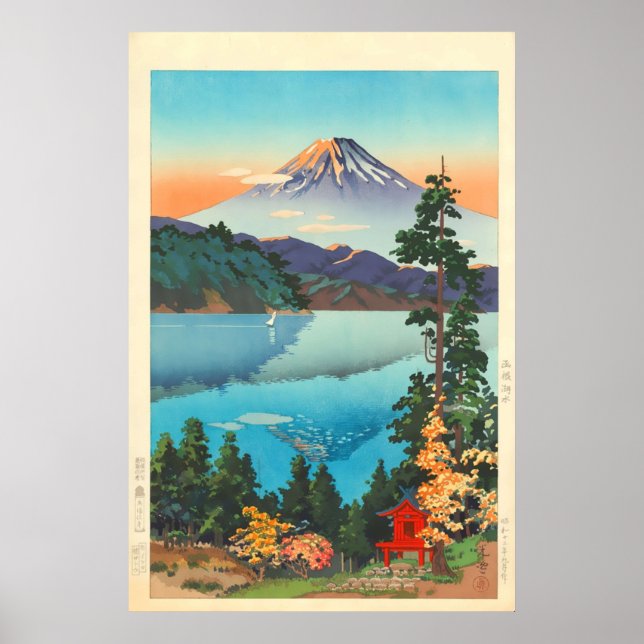Lake Ashi In The Hakone Hills in Early Autumn Tsuc Poster (Front)