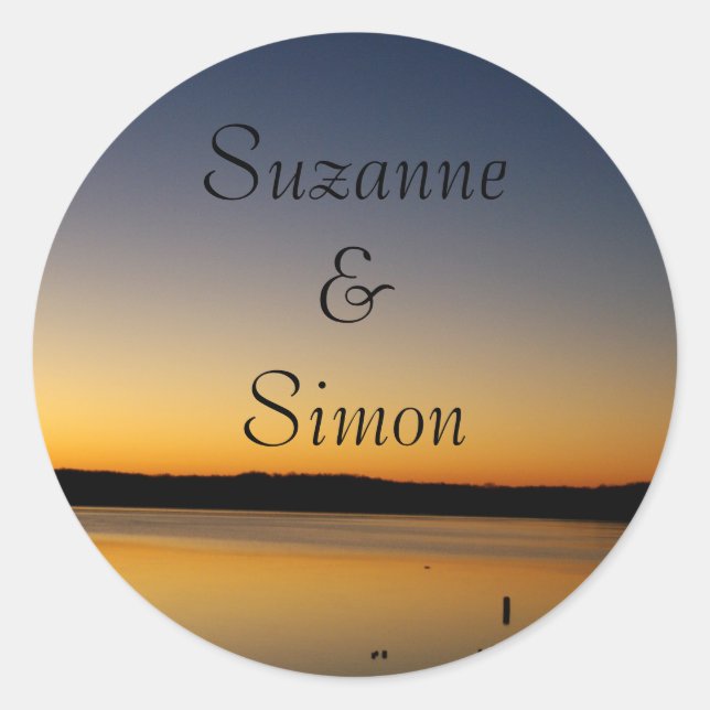 Lake at Sunrise Classic Round Sticker (Front)