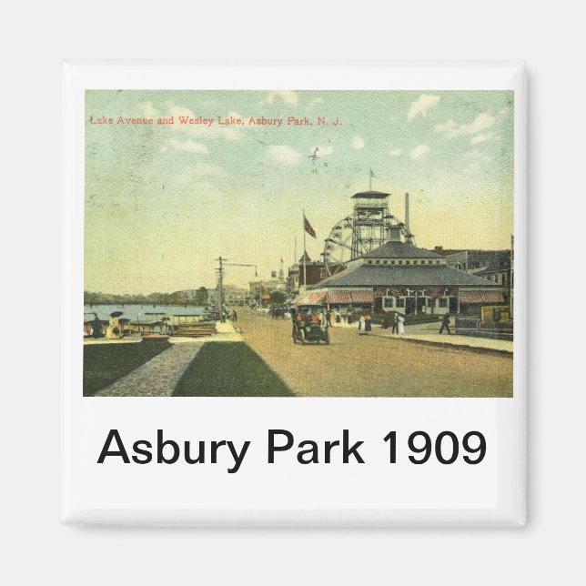 Lake Avenue, Asbury Park, NJ 1909 Vintage Magnet (Front)
