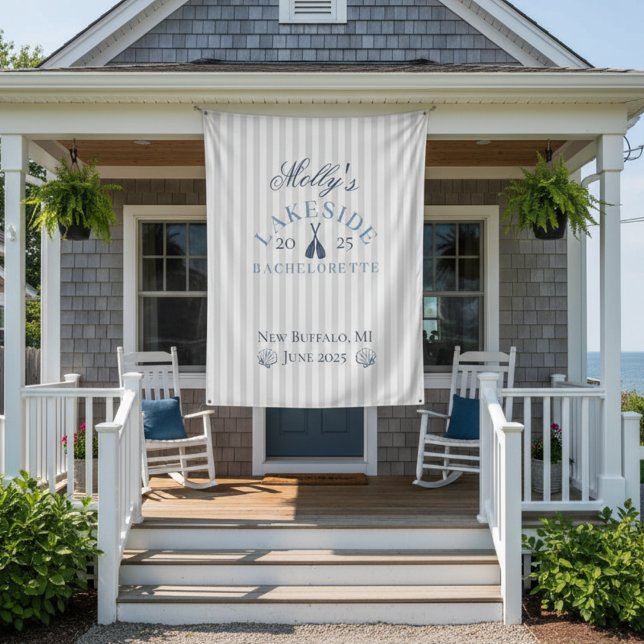 Lake Bachelorette Weekend Blue Nautical Itinerary  Tapestry (Kick back at the lake with this coastal Lake Bachelorette Weekend Blue Nautical Tapestry sign!)