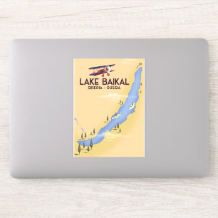 Lake Baikal Siberia Russian travel poster Map