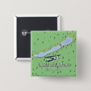 Lake Balaton Hungary map 15 Cm Square Badge