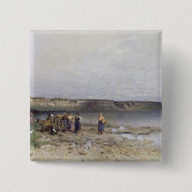 Lake Balaton with the Shore of Akarattya, 1885 15 Cm Square Badge (Front)