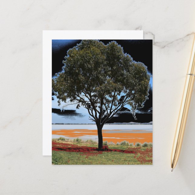 Lake Beeac Solo Tree Paper Sheet (Front/Back In Situ)