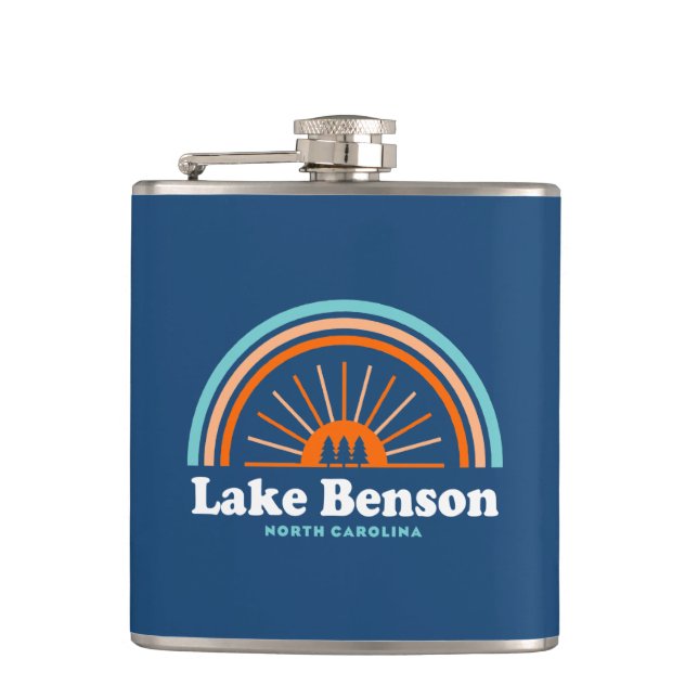 Lake Benson North Carolina Rainbow Hip Flask (Front)