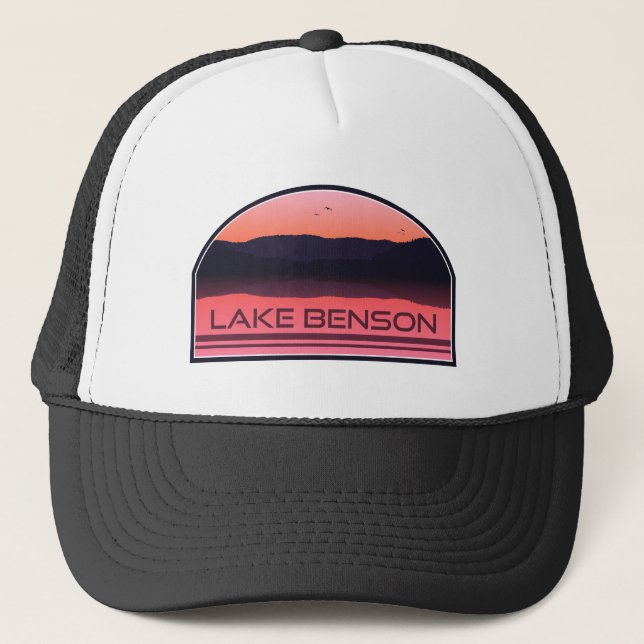 Lake Benson North Carolina Red Sunrise Trucker Hat (Front)