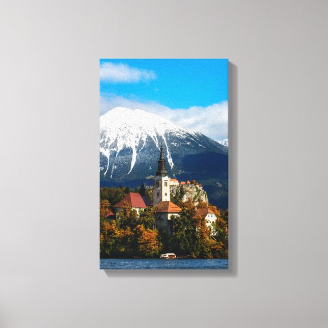 Lake Bled landscape in autumn Canvas Print (Front)