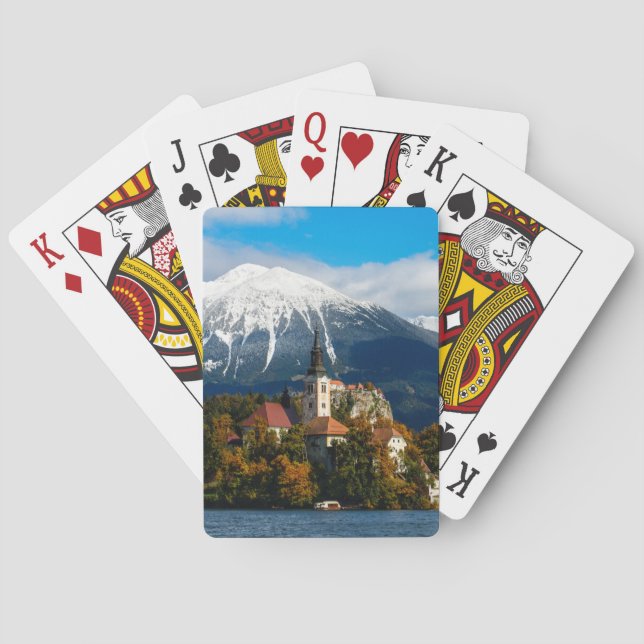 Lake Bled landscape in autumn Playing Cards (Back)