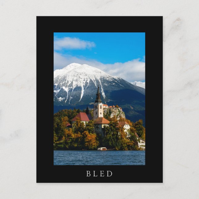 Lake Bled landscape in autumn Postcard (Front)