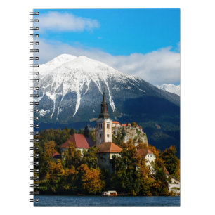 Lake Bled landscape in autumn Spiral Notebook