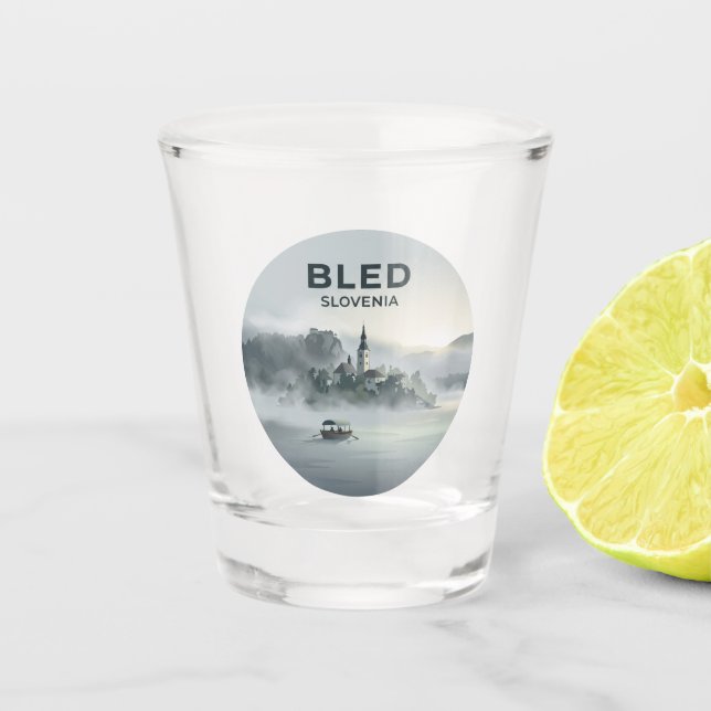 Lake Bled Slovenia Shot Glass (Front)