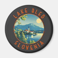 Lake Bled Slovenia Travel Art Vintage