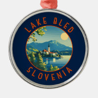 Lake Bled Slovenia Travel Art Vintage