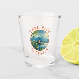 Lake Bled Slovenia Travel Art Vintage Shot Glass