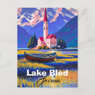 Lake Bled Slovenia Travel Postcard Art, Slovenia T