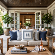 Lake Blue and White Classic Square Monogram