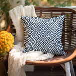Lake Blue and White Greek Key Pattern Cushion<br><div class="desc">Design your own custom throw pillow in any colour to perfectly coordinate with your home decor in any room! Use the design tools to change the background colour behind the white Greek key pattern, or add your own text to include a name, monogram initials or other special text. Every pillow...</div>